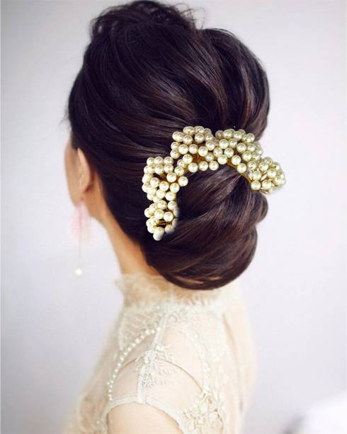 VAGHBHATT Hair Gajra (Veni) Fashion Jewellery pearl Women's Hair Pins Artificial Flowers Accessories Bun