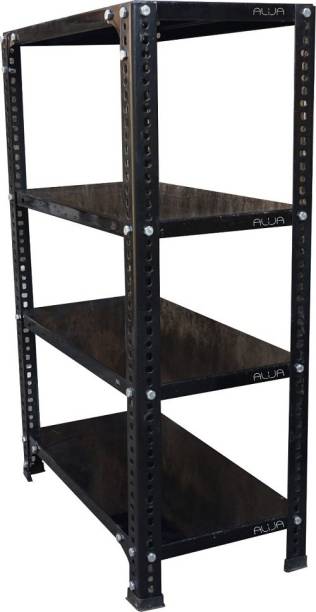 ALIJA Slotted Angle Metal Rack (3 x 2 x 1 Ft. / 36 x 24 x 12 Inch) with 4 Shelves Storage Rack unit (22 Gauge shelf 16 gauge angle) (Black) Luggage Rack