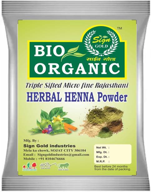 sign gold Bio Oraganic 100% Herbal Henna Powder 500gm Natural Mehendi