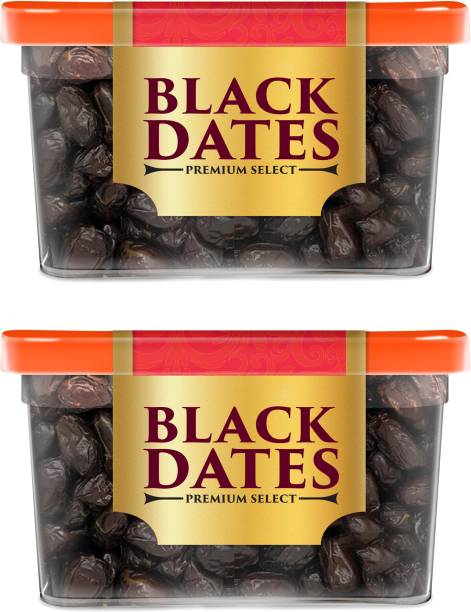 Manna Black Dates - 800g (400g x 2 Packs) | Select Premium Organic Handpicked Dates | Khajoor | Khajur | Soft Dried Healthy Snack | Soft & Juicy texture | Zero Added Sugar & Preservatives | Rich in Iron, Fibre & Vitamins Dry Dates Dry Dates