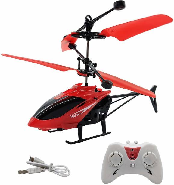 X ZINI Infrared Induction Helicopter Sensor Aircraft USB Charger 2 in 1 Flying Helicopter with Remote Control (Red -color may vary)