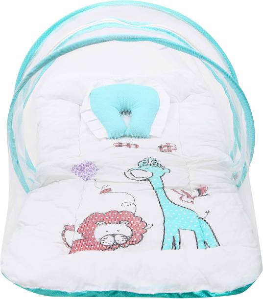 Miss & Chief byFlipkart Baby Folding Digital Print Mattress with Mosquito Net(0-6 Months)(Blue) Baby Bed & Sleeping Bag Crib
