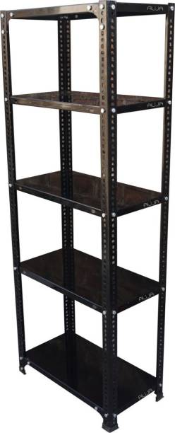 ALIJA Slotted Angle Metal Rack (5 x 2 x 1 Ft. / 60 x 24 x 12 Inch) with 5 Shelves Storage Rack unit (22 Gauge shelf 16 gauge angle) (Black) Luggage Rack