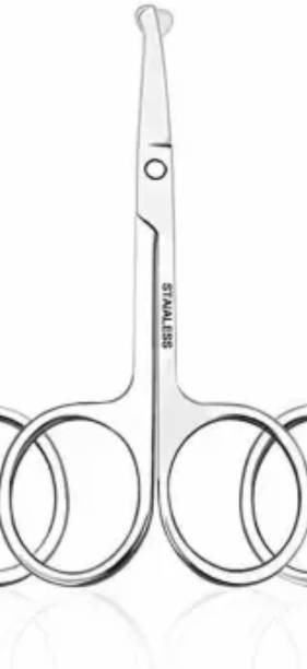LOWPRICE Curved Scissors for -Mustache, Nose Hair & Beard Trimming Scissors, Safety Use for Eyebrows, Eyelashes, and Ear Hair - Professional Stainless Steel Scissors Scissors