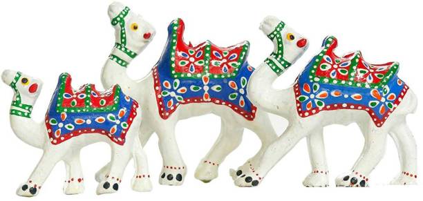 Dinine Craft Handicraft Set of 3 Idol Camel for Decoration and Gift Purpose Decorative Showpiece  -  10 cm