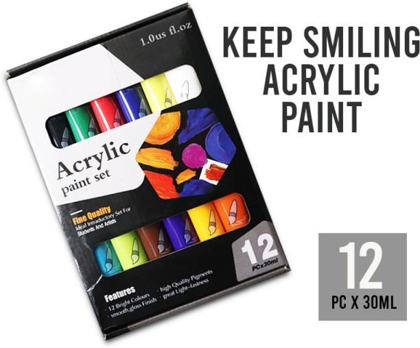 ARTTWALA KEEP SMILING ARTISTS ACRYLIC PAINT SET OF 12 *30 ML (MULTICOLOR)