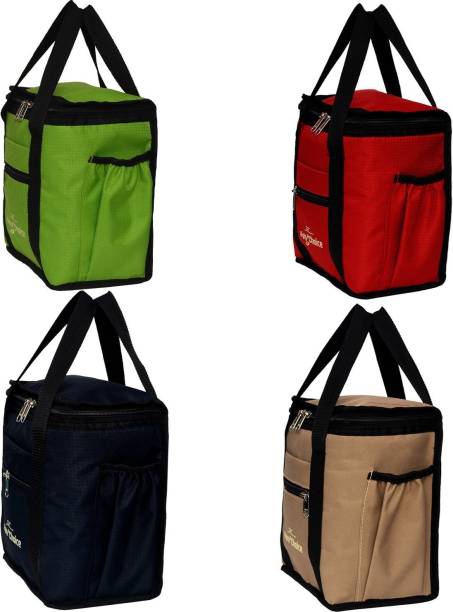 RIGHT CHOICE Combo Offer Lunch Bags (PAIRED+RED+BEIGE+BLACK) Branded Premium Quality Carry on Tote for School Office Picnic Travel Camping Outdoor Pouch Holder Handbag Compact Heat Preservation Waterproof Hygiene Meal Prep Box Bag for Men Women and Kids, Color (COMBO BEIGE BLACK) Small Travel Bag - midam sized (PAIRED+RED+BEIGE+BLACK) Lunch Bag