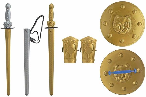 zhirk Mighty Sword Set With Guards For Kids (1 Sword - 55 Cm, 1 Sword Cover, Waist Belt,2 Arm Guards And 1 Guard)