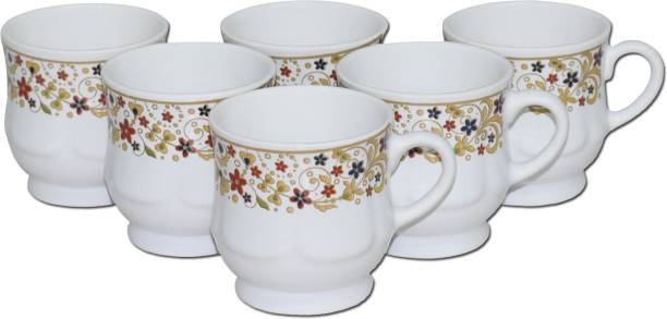 KC Somny Pack of 6 Ceramic Ceramic Coffee Cup & Tea Cup Set of 6 (AE9B) 120ml