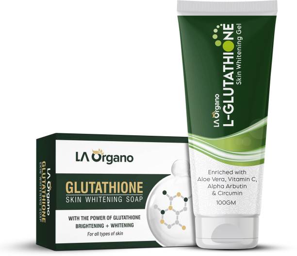 LA Organo L- Glutathione Gel & Soap Combo for Skin Whitening, Brightening & Anti Ageing, Enrich with Vitamin C