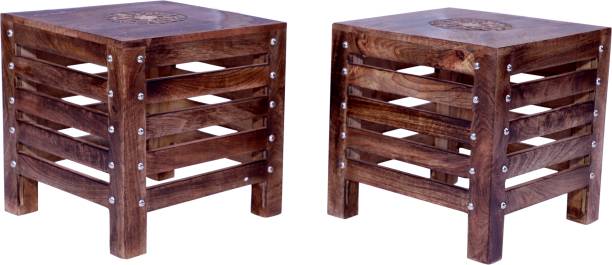 Artesia Solid Wood Hand Carved Side Table/ End Table Set of 2 Solid Wood Side Table