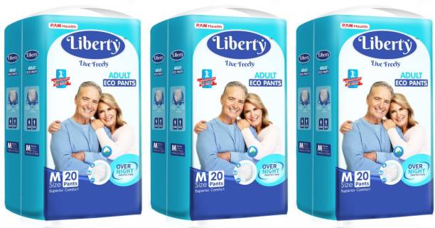 Liberty Eco Adult Diaper Pants, Medium 60's Pack (61-115 Cms | 24-45Inches) (20 pcs X 3 pack) Adult Diapers - M