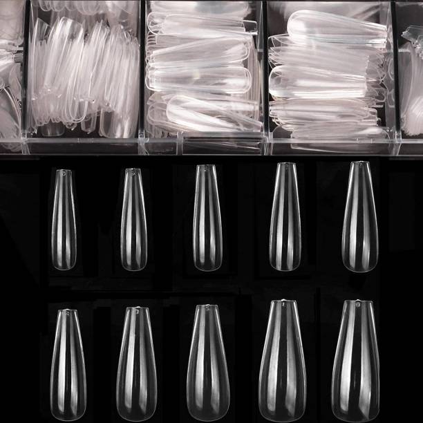 Red Square Clear Full Cover Nails - Fake Nails Square Shaped Acrylic Nails 120pcs False Nail Tips with Case for Nail Salons and DIY Nail Art, 06 Sizes clear