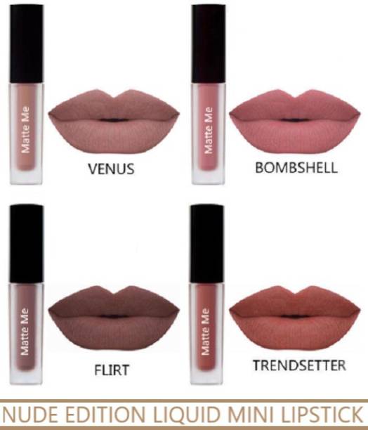CIVAKI Nude Edition h-U-d-A Quality Long Lasting Kiss Proof Beauty Lipstick m-A-c Combo Set of 4 Lipstick