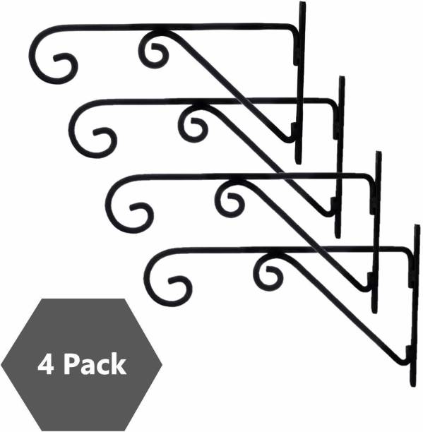 BlessYou Metal Universal Wall Mounted Planter Stand ,Bracket Hanging, Flower Pot Holder Rings Hook Wire Trellis (Set Of 4 Pcs) Plant Container Set