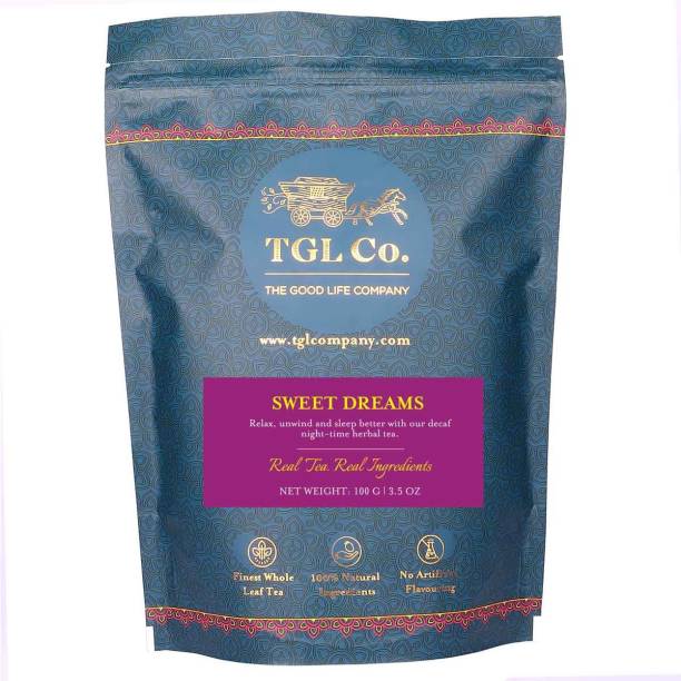 TGL Co. Sweet Dreams Chamomile Tea with Chamomile, Lemongrass, Peppermint, Valerian root, Liquorice, Lavender, Moringa|Relieves Soothing Sleep Tea for Stress and Anxiety Liquorice Herbal Tea Pouch