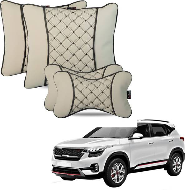 AutoFurnish Beige Leatherite Car Pillow Cushion for Kia