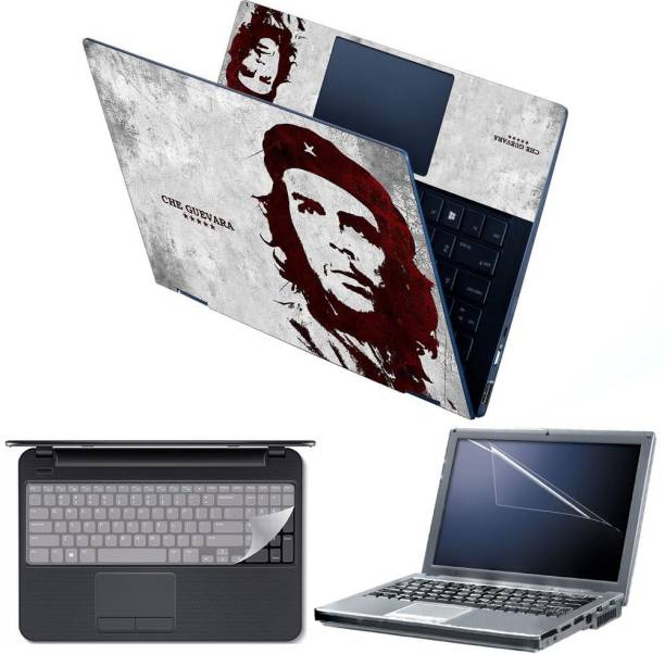 Anweshas 4 in 1 Combo Pack with Laptop Skin Sticker Decal, Palmrest Skin, Screen Protector, Key Guard for 15.6 Inch Laptop - Che Guevara Combo Set