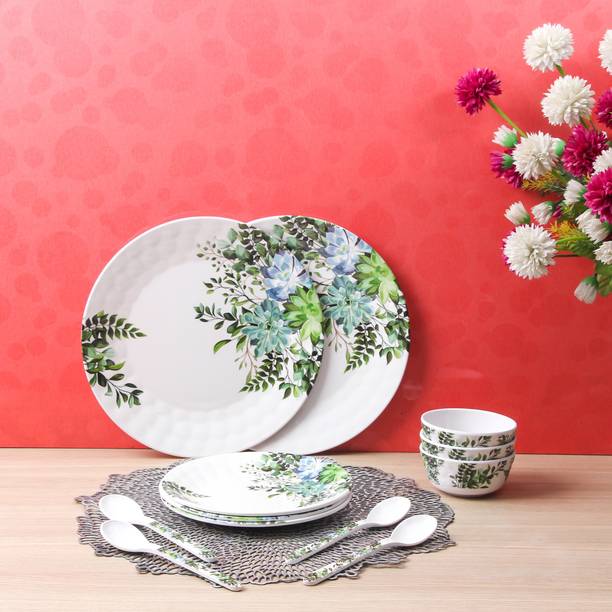 dinner set Silver gift item D98 Stainless Steel Double Walled with Permanent Vriksha Laser Design Dinner Set of 40 pcs serveware set