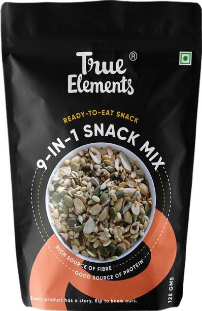 True Elements 9 in 1 Snack Mix - Nutritious Namkeen Mix of Crunchy Super Seeds, Nuts & Pulses
