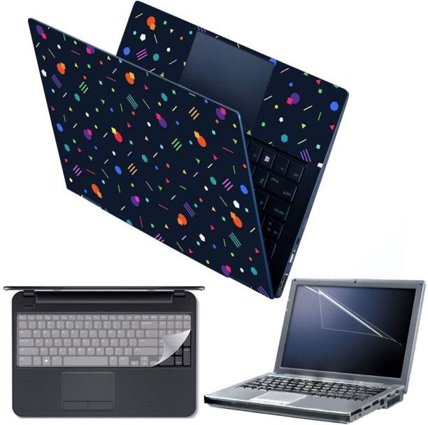 Anweshas 4 in 1 Combo Pack with Laptop Skin Sticker Decal, Palmrest Skin, Screen Protector, Key Guard for 15.6 Inch Laptop - Abstract Shapes Combo Set
