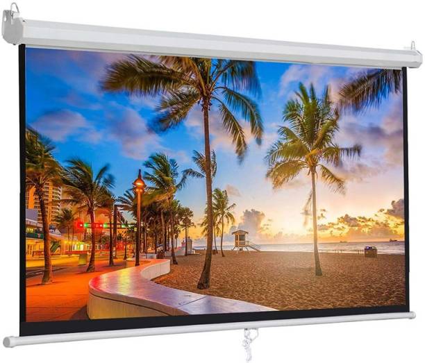 MOIZ Universal Wall Type 84 inches Diagonal 4:3 Picture Aspect Ratio Pull Down Spring Action No Auto lock Projector Screen, 1080P-UHD-3D-4K, 6 Feet x 4 Feet (White) Projector Screen (Width 180 cm x 120 cm Height)