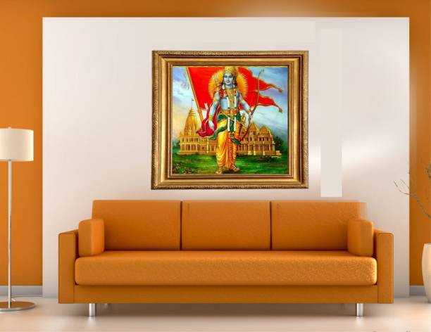 Archi Graphics Studio Ayodhya ram mandir with ram \waterproof wallpaper/poster decoratiev sticker (pvc vinyl multicolor wall sticker) 56 cm Removable Sticker