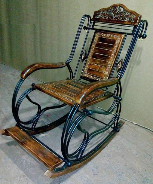 manzees Wooden & Wrought Iron Rocking Chair for Home Decor Garden || || Office || Gift Item || Garden Rocking Chair || Balcony Rocking Chair Solid Solid Wood 1 Seater Rocking Chairs