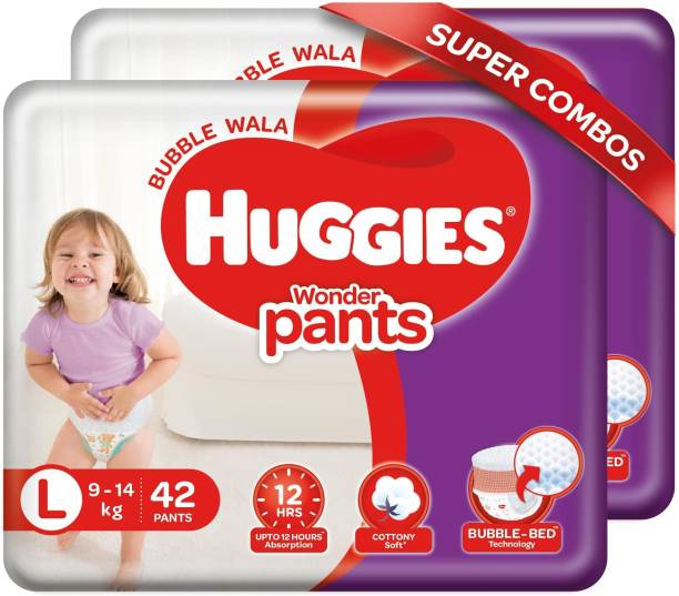 Huggies Wonder Pants Combo Packs with Bubble Bed Technology Diapers - L