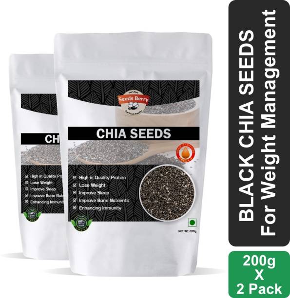 Seeds Berry Organic unroasted Black Chia Seeds for Weight Loss with Omega-3 and Fiber, Calcium Rich 400g