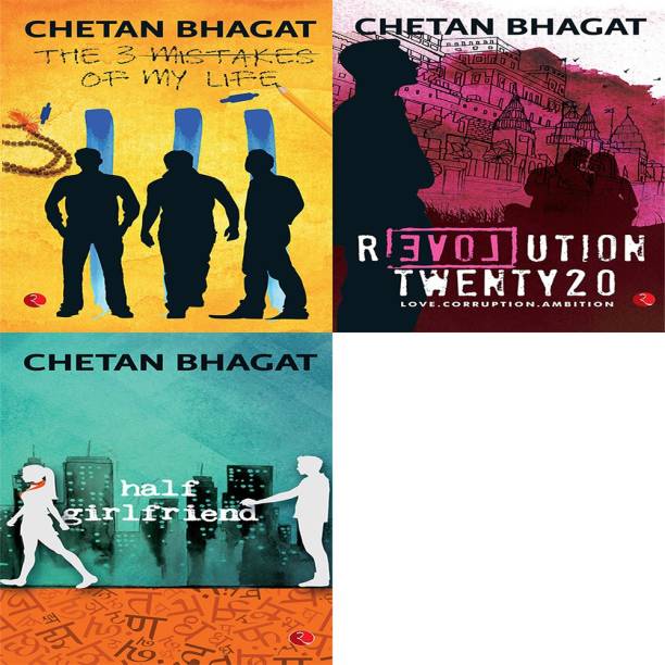 Chetan Bhagat Bestsellers - Half Girlfriend + Revolution Twenty 20: Love. Corruption. Ambition + The 3 Mistakes Of My Life (Set Of 3 Books)