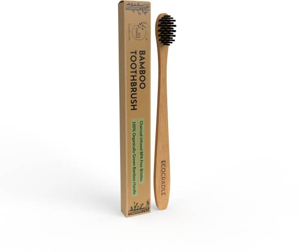 Ecocradle Bamboo Toothbrush with Charcoal Activated Soft Bristels (BPA Free) Soft Toothbrush