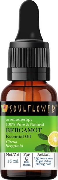 Soulflower Bergamot Essential Oil (15 ml)| 100% Pure, Natural and Undiluted for Hair, Skin and Face