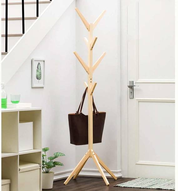 Naayaab Craft 8 Hooks Free Standing Coat Hanger Tree Clothes, Handbags (45 x 45 x 175 cm) Bamboo Coat and Umbrella Stand