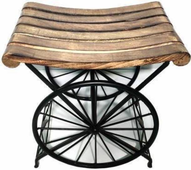 AN Craft Wooden & iron stool wheel iron Living & Bedroom Stool