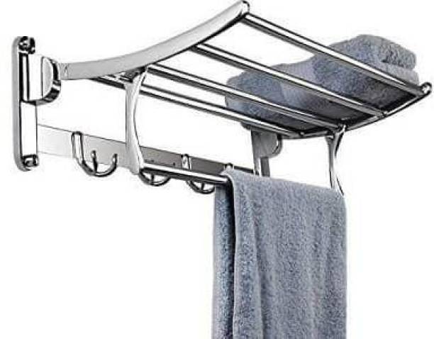 Spotbia Premium Towel rack Stainless Steel and Folding Abs Towel Rack/Towel Hanger/Towel Stand/Holder Silver Towel Holder