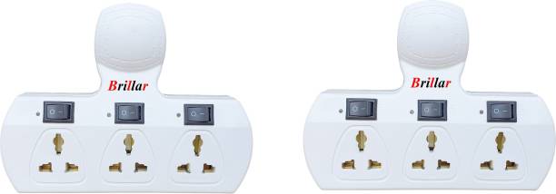Brillar Multiplug with Individual Switches, Indicators & Protection Fuse (Pack of 2) 6 A Three Pin Socket