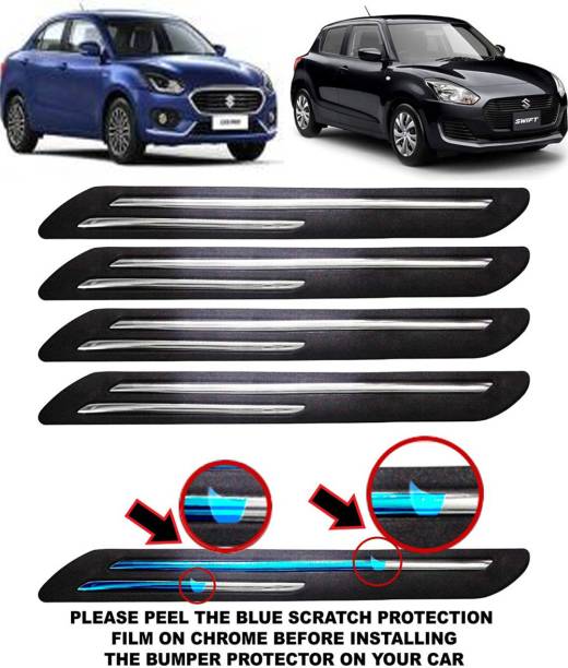 CARZEX Car Protect Bumper Guard With Double Chrome Shining Strip Premium Quality WaterProof With Double Sided Adhesive Mounting Tape Car Spoiler