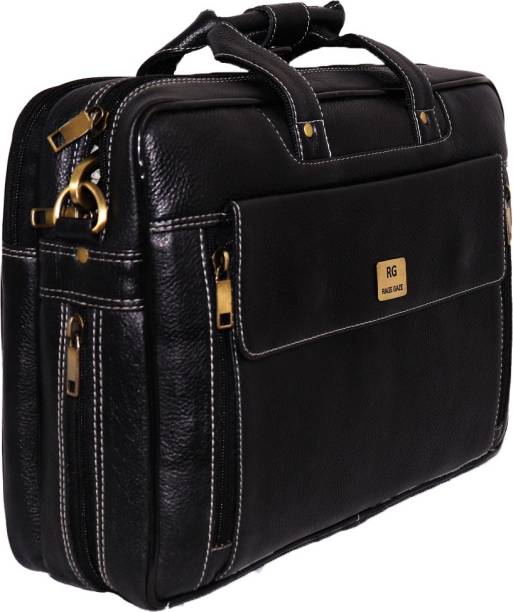 RAGE GAZE Laptop Bag - Messenger 25 Ltrs Leather Office/Laptop Bag for Men and Women (Black) 05 Waterproof Messenger Bag