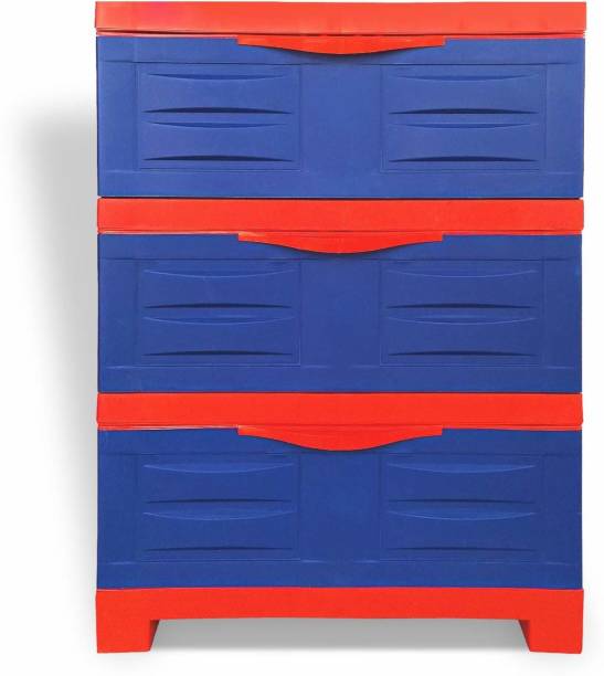 Supreme Fusion-DR03, Plastic Cabinet Multi-Purpose Chest of Drawer--Red-Blue Plastic Almirah