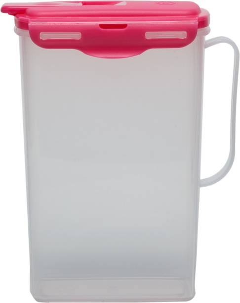 Gluman 2 L Water Jug with Lid Beverage, Juice Lemon Water Iced Tea, Water Carafe with Handle Jug (Pink) Pitcher