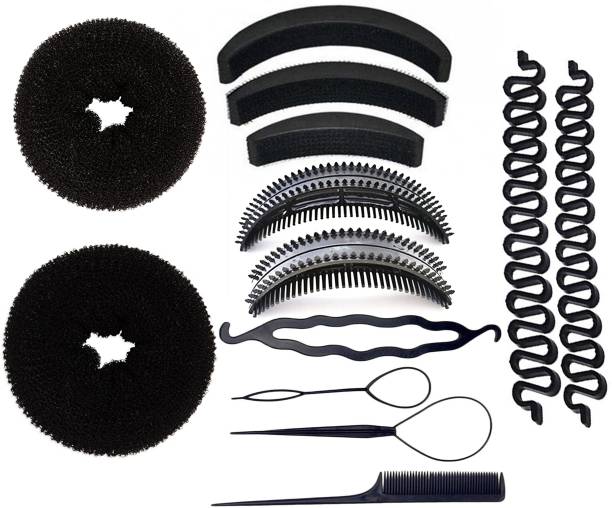 BELLA HARARO Hair Styling Tools Bun Maker Combo Offer Black (Combo of 13 Pieces) Hair Accessory Set