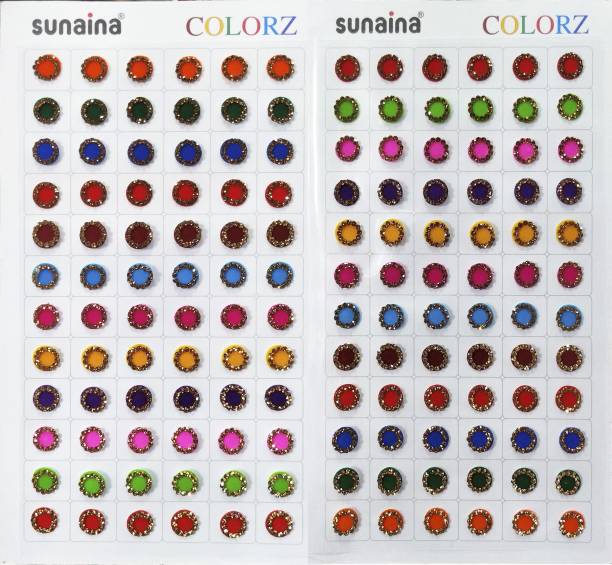SUNAINA COLORZ Multicolour Stone Border 144 Bindi booklet For Women FOREHEAD Multicolor Bindis