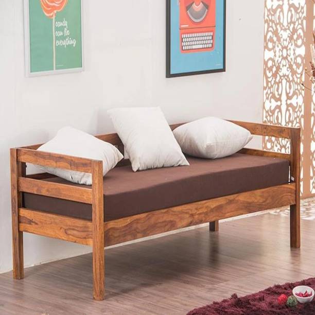 BRIGHTWOOD Solid Wood Sheesham Wood Three Seater Sofa For Living Room, Waiting Room Fabric 3 Seater  Sofa