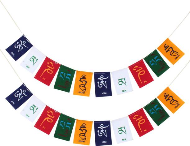 PARTY MIDLINKERZ Tibetian Buddhist Prayer Flags for Car and Bike (Combo Pack) Rectangle Car Window Flag Flag