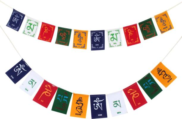 PARTY MIDLINKERZ Tibetian Buddhist Prayer Flags for Car and Bike (Combo Pack) Rectangle Car Window Flag Flag