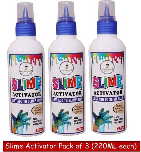 Curious Bud Slime Activator ( Pack of 3) 660ml ( 3 bottles of 220ml Each) Clear Putty Toy