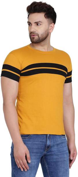 IESHNE LIFESTYLE Sporty, Solid Men Round Neck Yellow T-Shirt