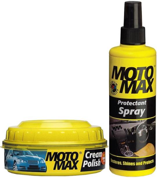Pidilite Motomax Auto care kit - Cream Polish with Carnuba Wax 230gm & Motomax Multi-surface protectant spray 200ml Combo