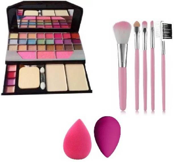 lujo 5Ppcs Makeup Brus set With TYA laptop makeup kit and 2 beauty blender